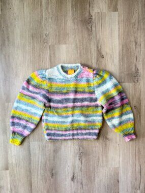 Le Lion Mohair Striped Puff Sleeve Sweater M